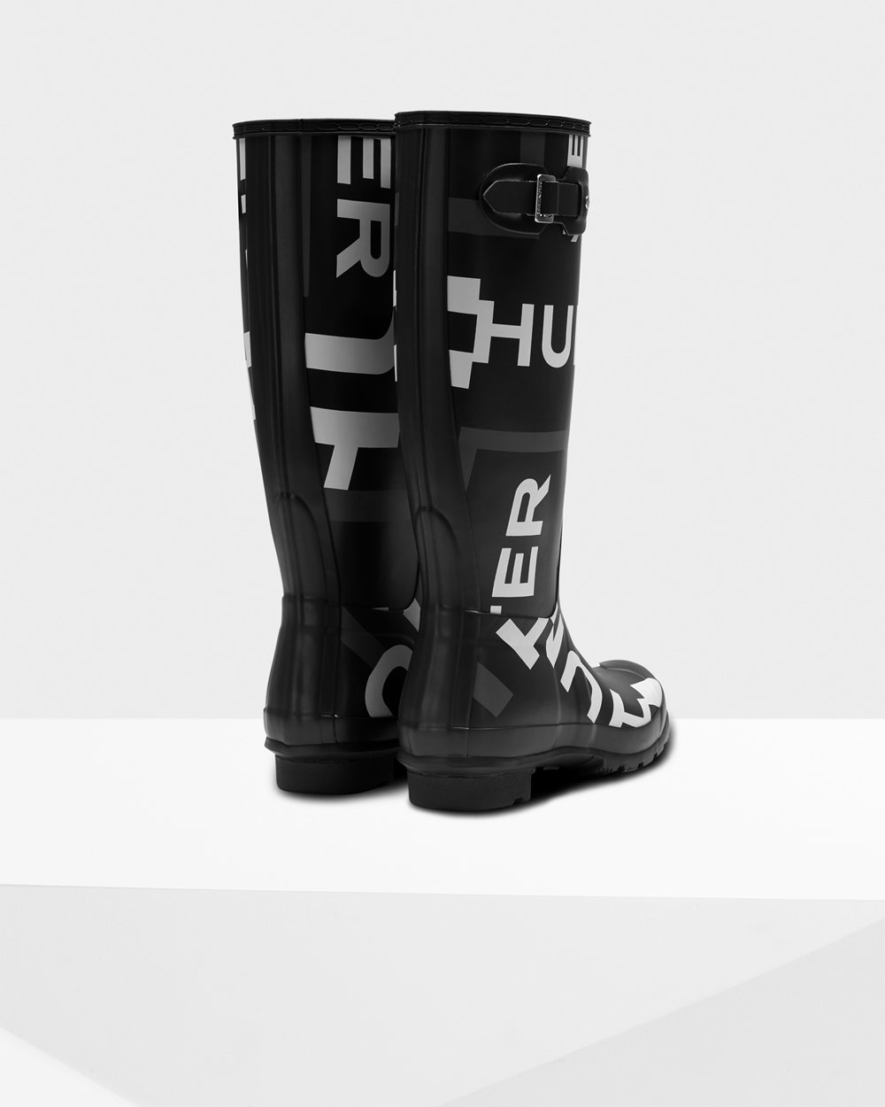 Womens Hunter Original Exploded Logo - Tall Rain Boots Black - 7543-OZTLB